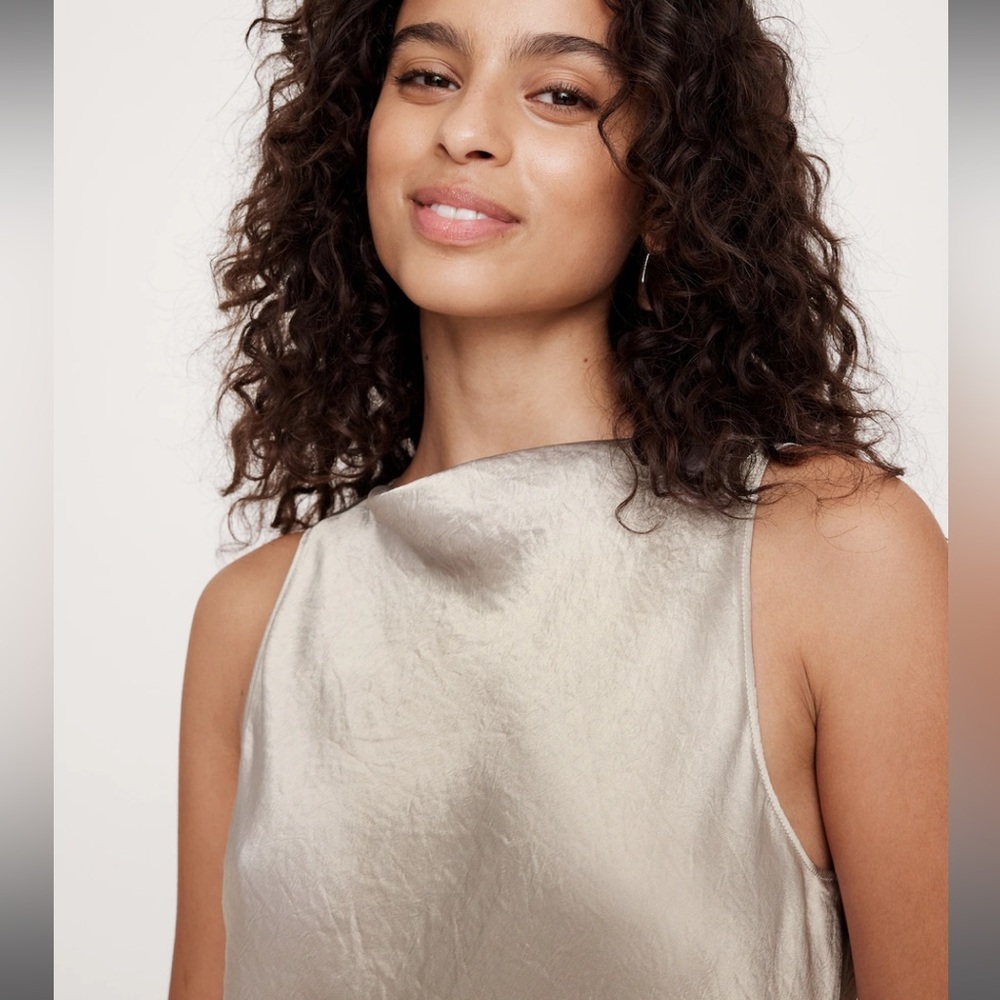 Crinkle Satin Shift Dress